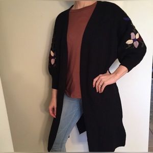Alice Blue Embroidered Open Cardigan